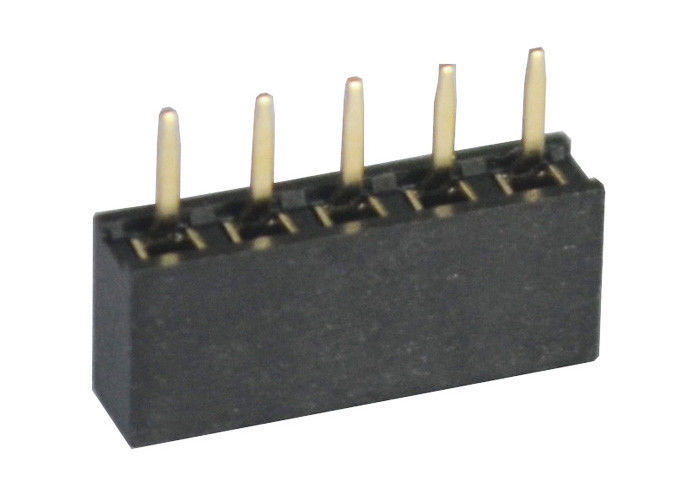 Đen Straight Kiểu kết nối tiêu đề nữ Hàng đơn 2 mm Sân 5 Pin