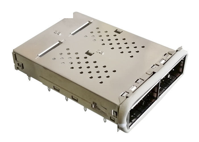 Đầu nối lồng SFP QSFP14 2 Cổng 1x2 Ganged 40G Ethernet được áp dụng với miếng đệm EMI