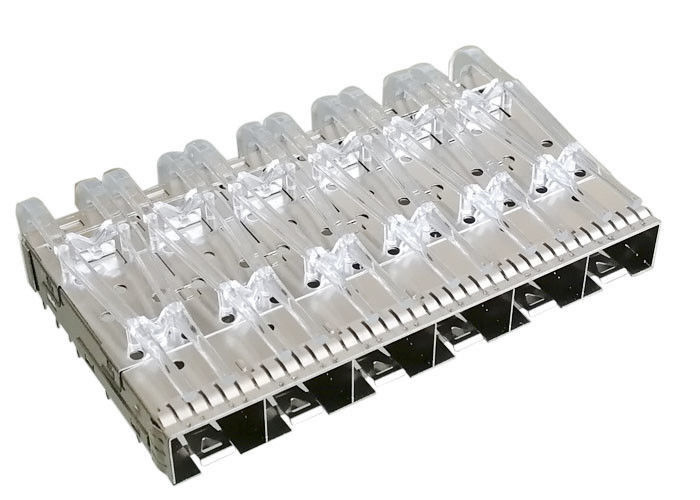 Nhấn Fit SFP Ổ cắm Đầu nối lồng SFP 1x6 Nhiều cổng với lò xo ngón tay EMI