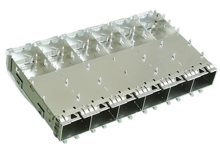 Nhấn Fit SFP Ổ cắm Đầu nối lồng SFP 1x6 Nhiều cổng với lò xo ngón tay EMI