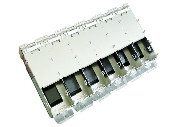 Trên bề mặt lồng SFP Đầu nối lồng 1 X 6 Ganged với ống ánh sáng tản nhiệt